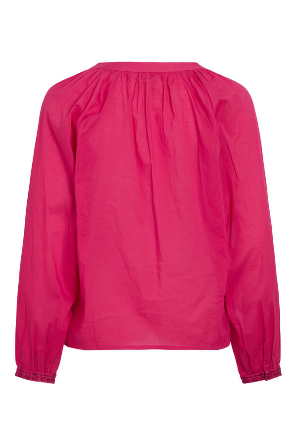 Vila Blusa con bordados de algod&oacute;n org&aacute;nico Fucsia