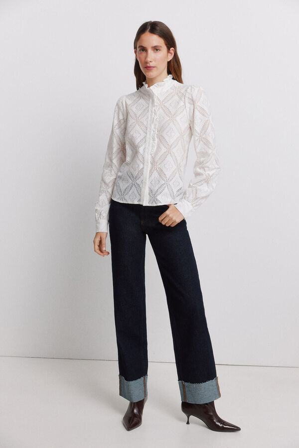 Vila Blusa calada con volantes Blanco