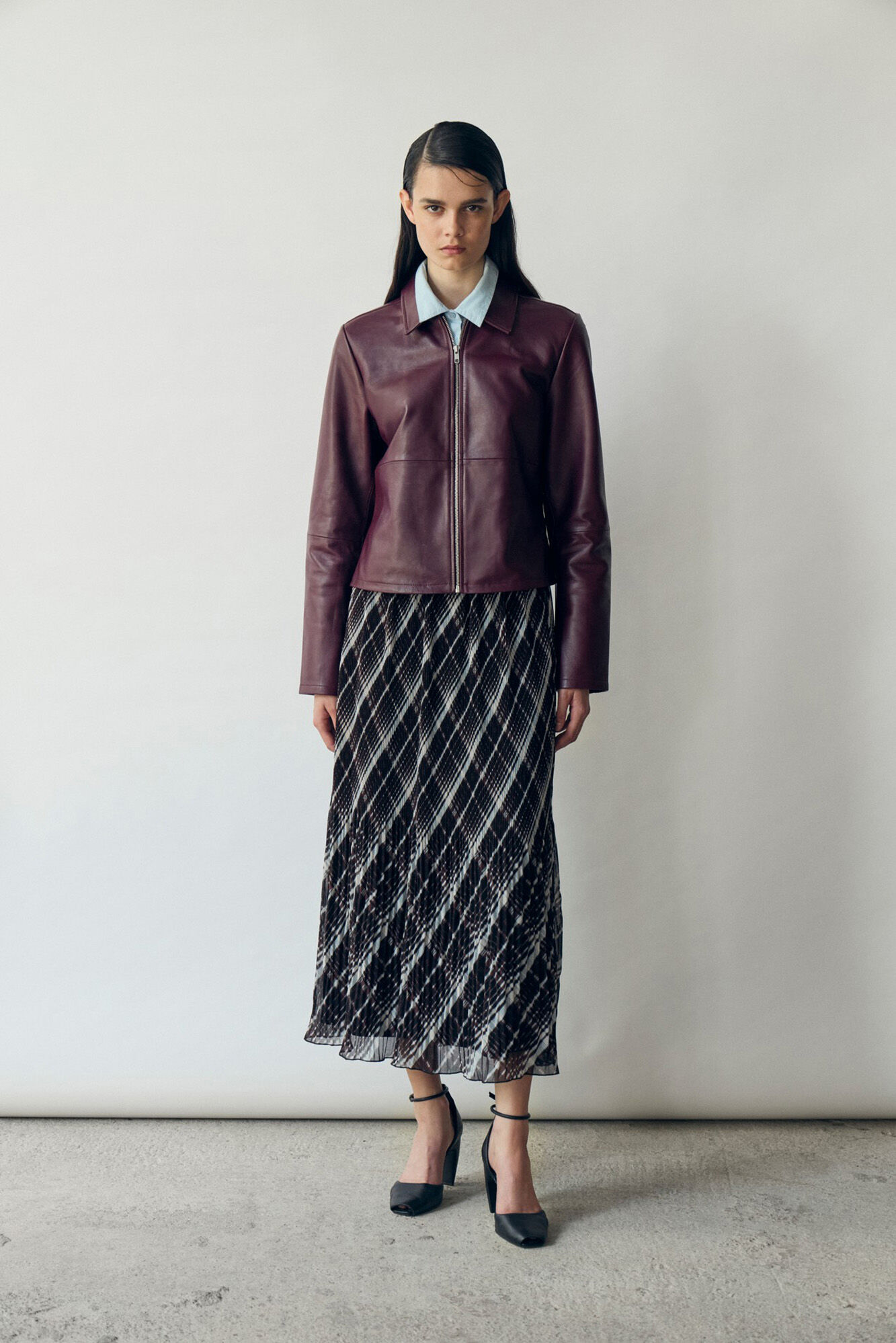 Vila Falda midi de gasa plisada