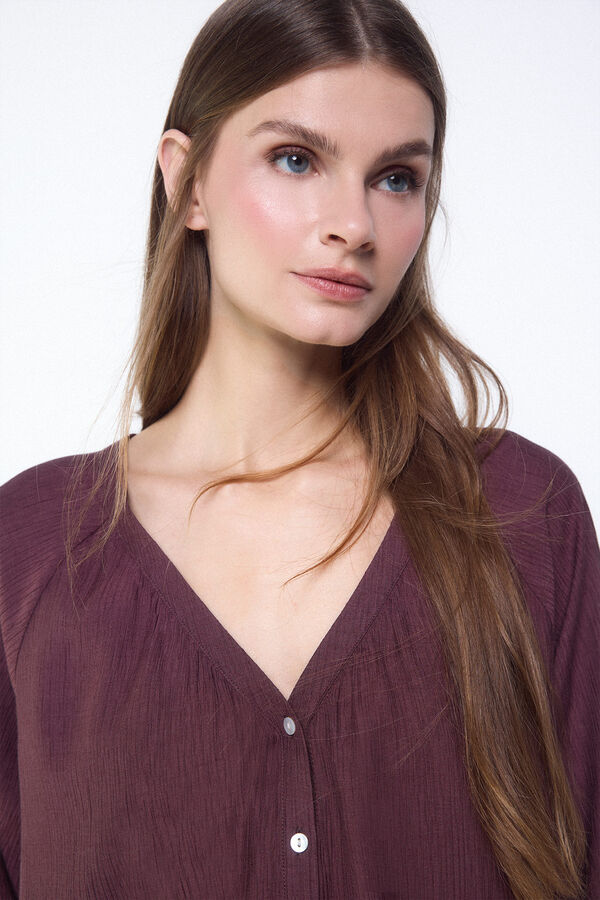 Slowlove Blusa plisada fluida Vino