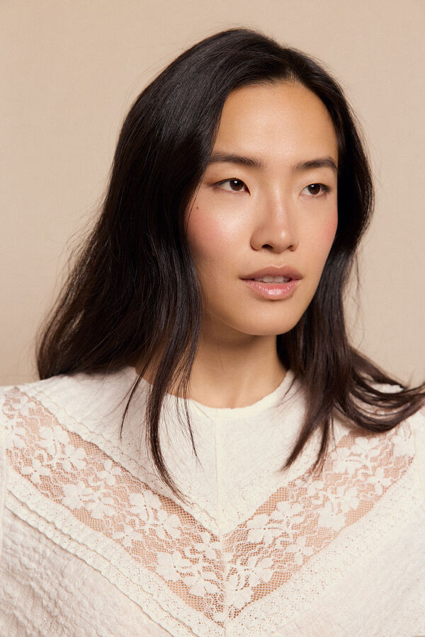 Slowlove Top encaje combinado Marfil