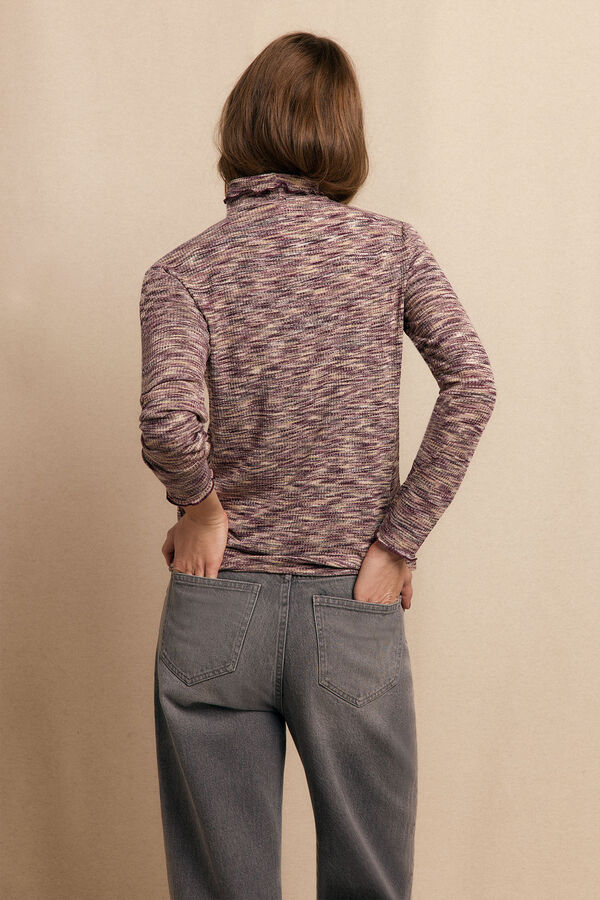 Slowlove Camiseta cuello alto melange Lila