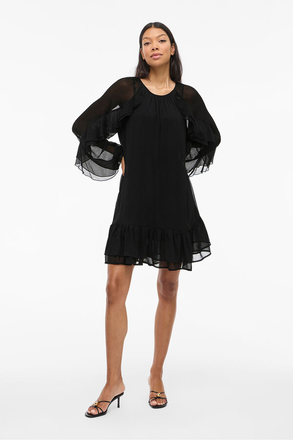 Vila Vestido corto con volantes Negro