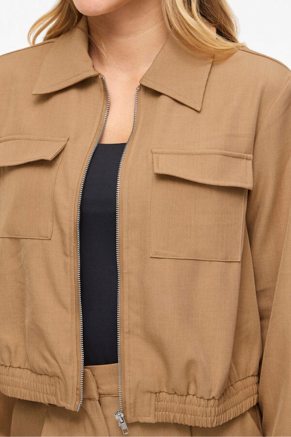 Vila Chaqueta bomber con cremallera Beige