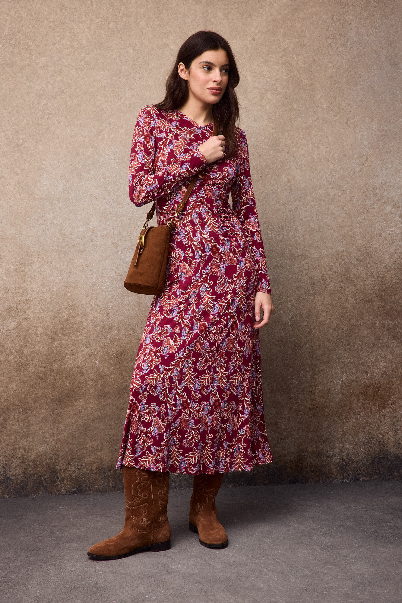 Slowlove Vestido estampado frunces