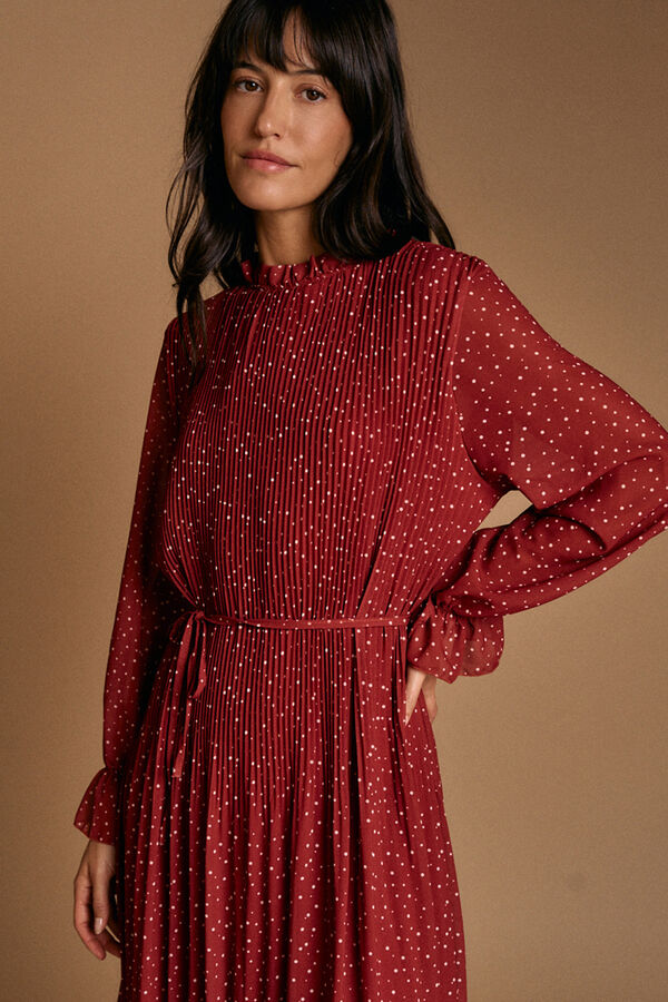 Pol&iacute;n Et Moi Vestido lunares granate Estampado granate