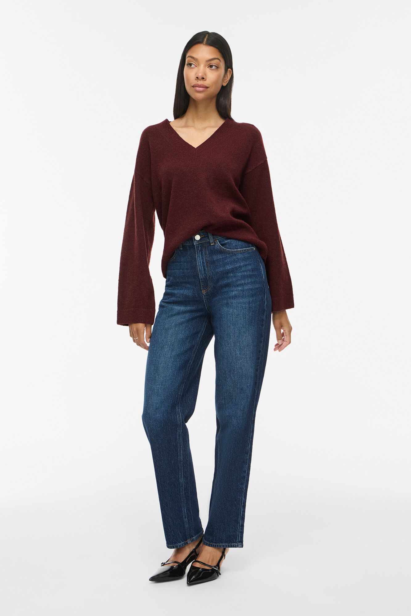 Vila Jersey de punto con cuello de pico