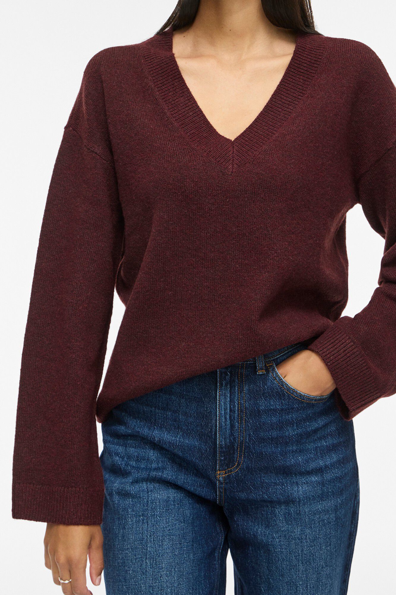 Vila Jersey de punto con cuello de pico