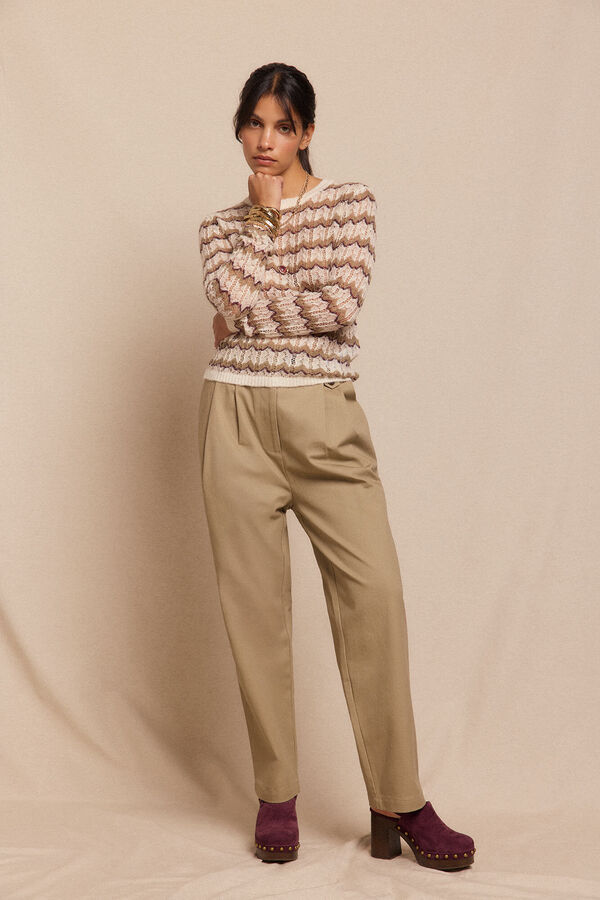 Slowlove Jersey calado multicolor Estampado beige