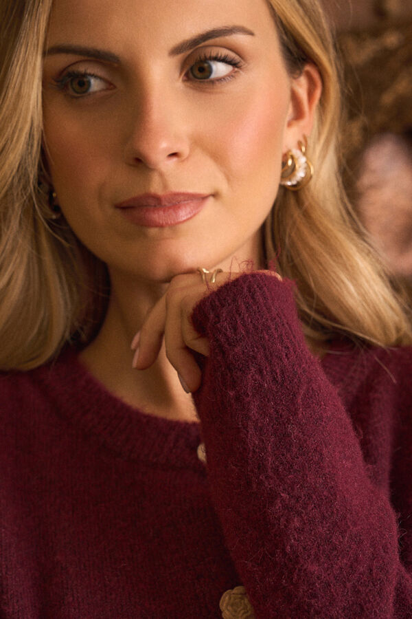 Pol&iacute;n Et Moi Cardigan botones Mercedes Vino