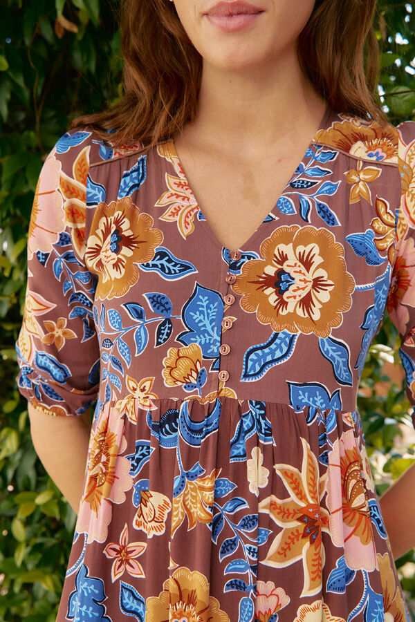Jaase Vestido midi Eve estampado tierra Multicolor