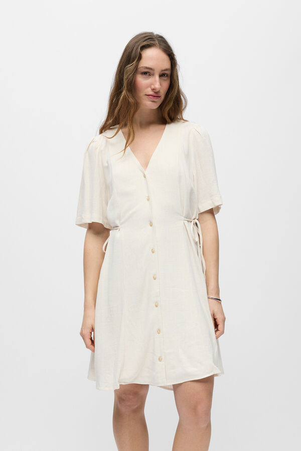 Object Vestido corto lino Beige