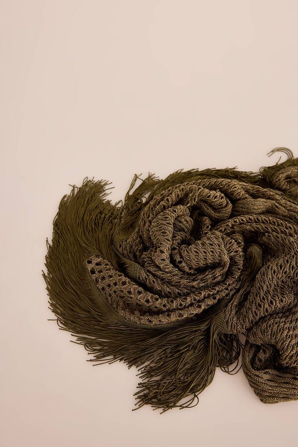 Slowlove Chal calado flecos Verde