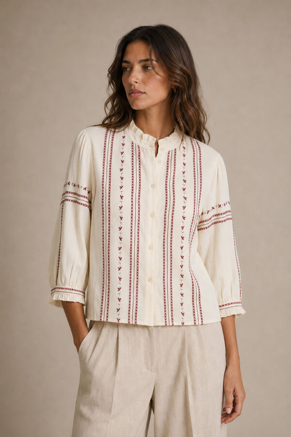 Vila Blusa bordada Beige