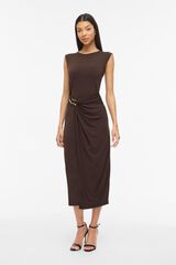 Vila Vestido midi con aplique Marr&oacute;n oscuro