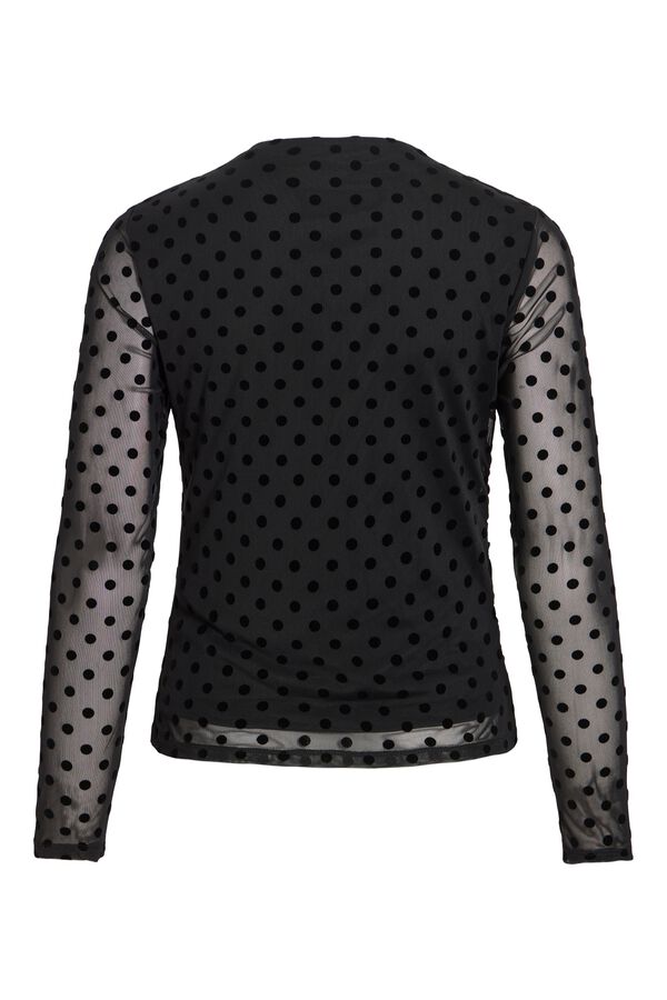 Vila Top cuello redondo manga larga Negro