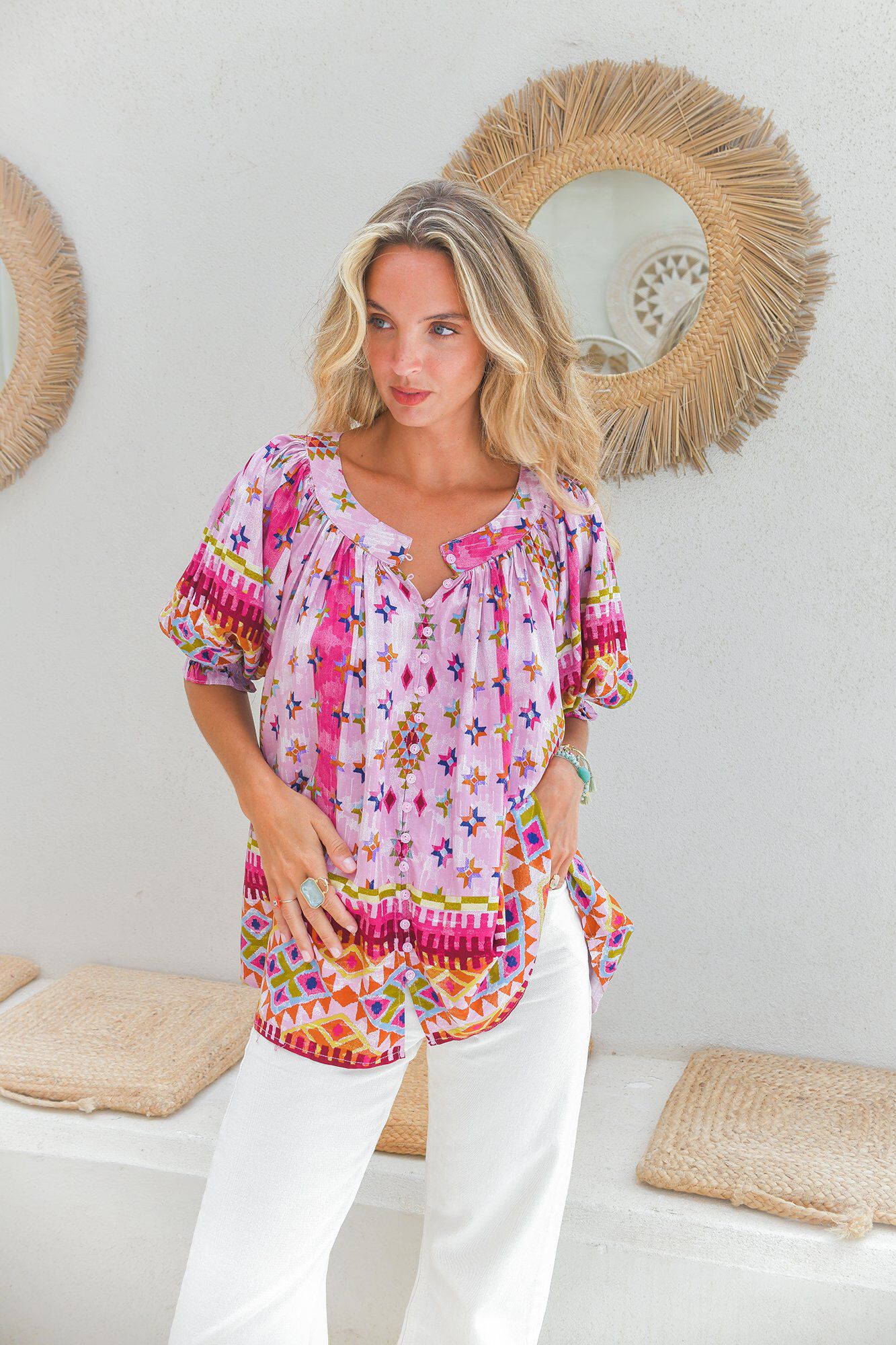 Jaase Blusa mangas abullonadas