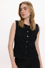 Vila Chaleco vaquero animal print Negro