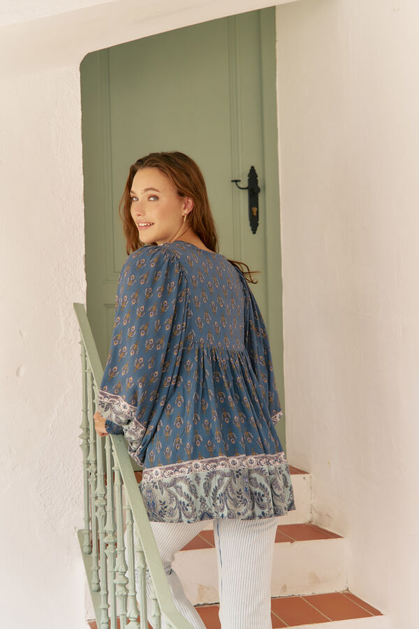 Jaase Blusa Paloma estampado Nico Azul