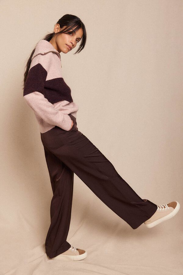 Slowlove Pantalón satinado Marrón oscuro