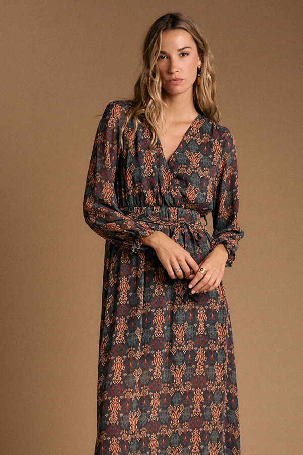 Pol&iacute;n Et Moi Vestido largo estampado esmeralda Multicolor