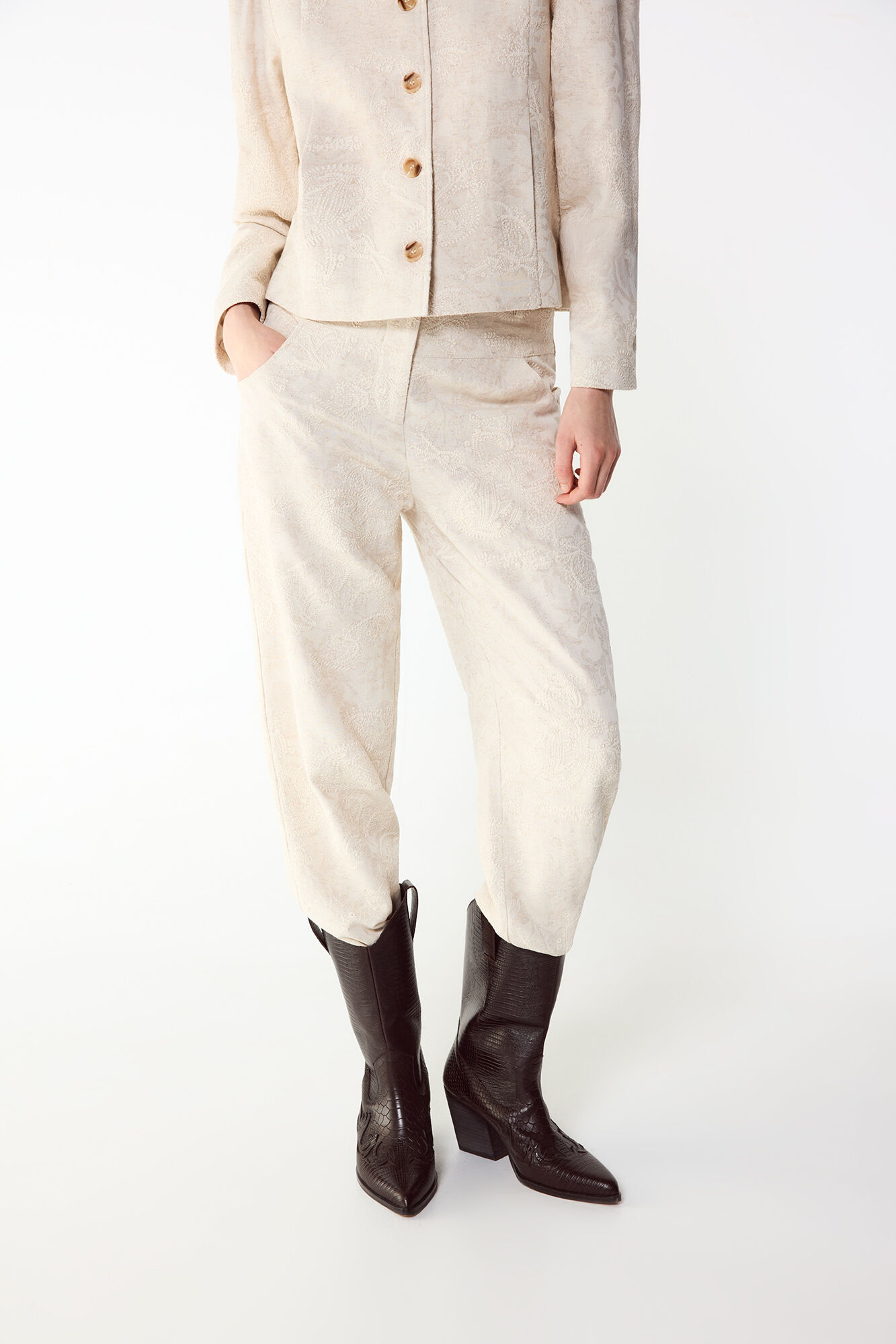 Slowlove Pantal&oacute;n recto bordado