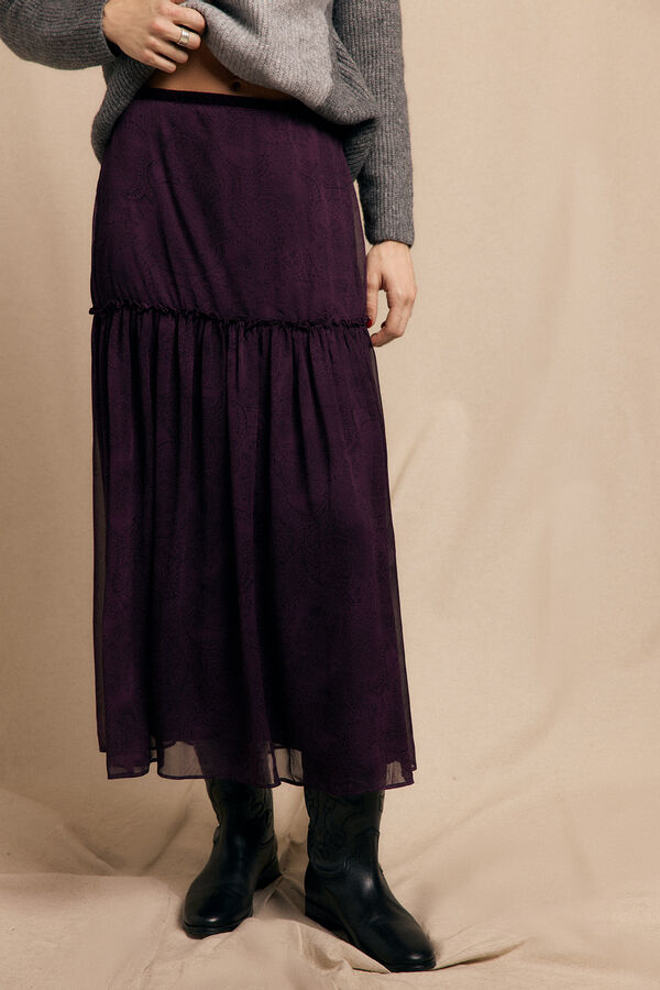 Slowlove Falda midi estampada Estampado morado