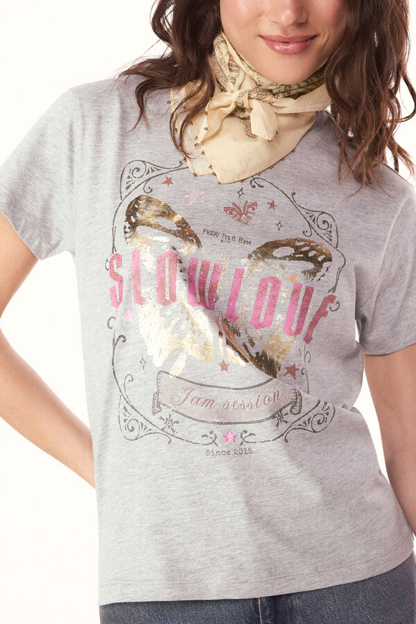 Slowlove Camiseta slowlove mariposa Gris