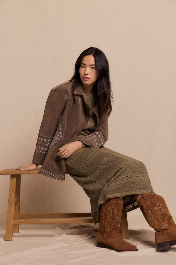 Slowlove Bota plana serraje Camel