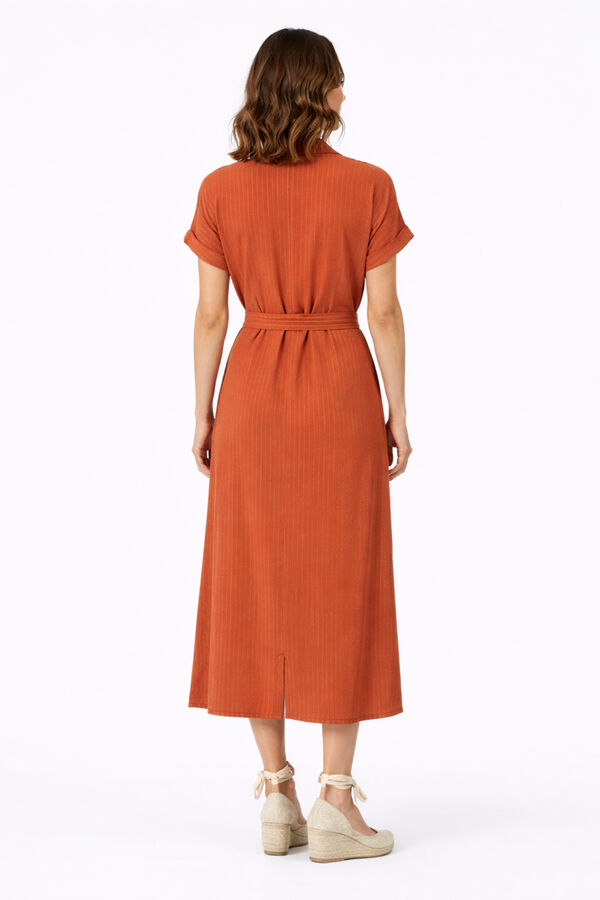 Vila Vestido camisero midi con l&uacute;rex Naranja