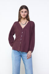 Slowlove Blusa plisada fluida Vino