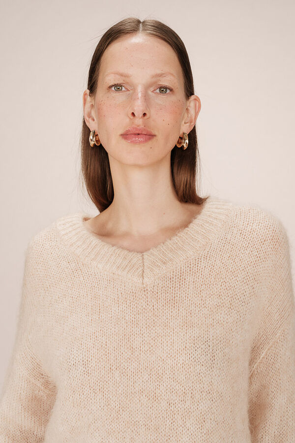 Grace & Mila Jersey b&aacute;sico con escote en V Beige