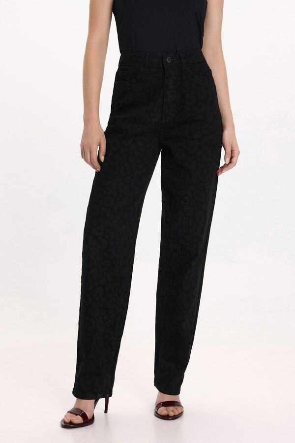 Vila Pantal&oacute;n vaquero animal print Negro