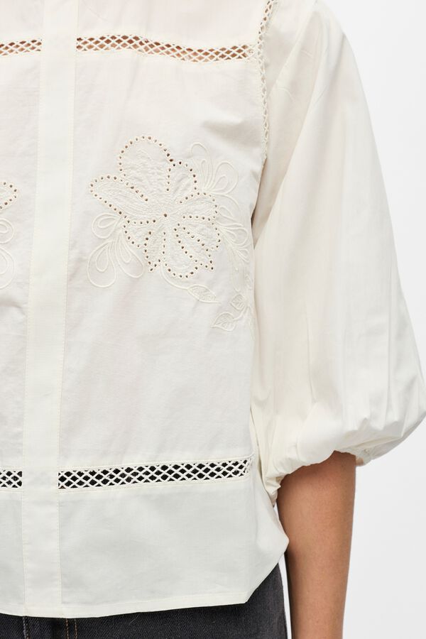 Object Blusa bordada algod&oacute;n Blanco