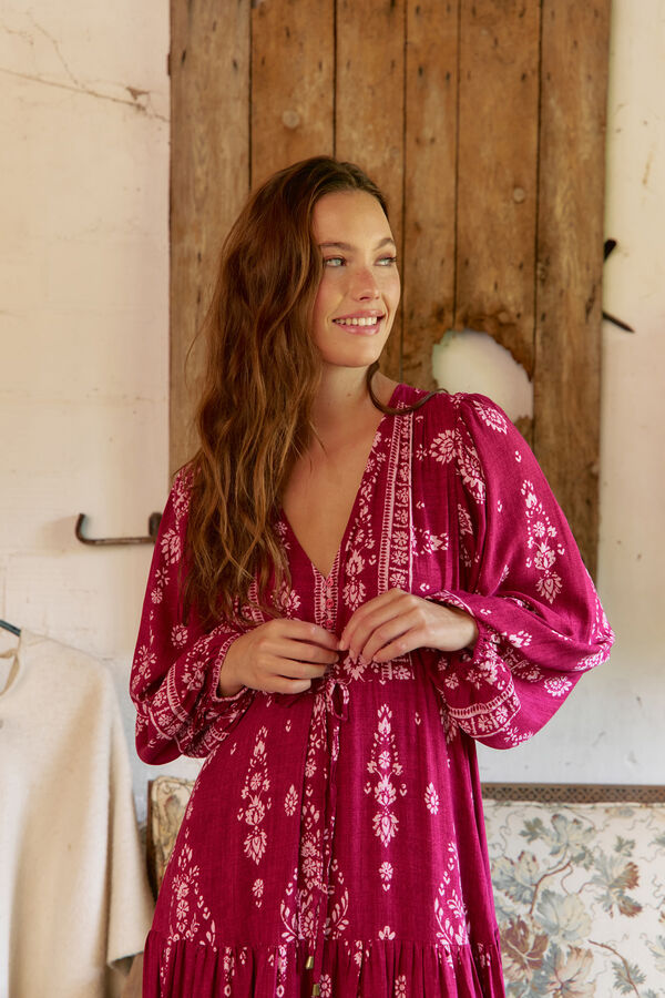 Jaase Vestido largo Teresa estampado Rhubarb Estampado granate