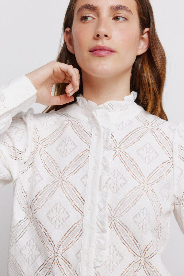 Vila Blusa calada con volantes Blanco