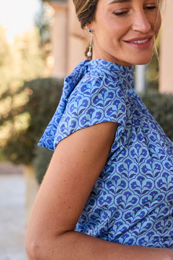 Pol&iacute;n Et Moi Vestido cuello Paola Estampado turquesa