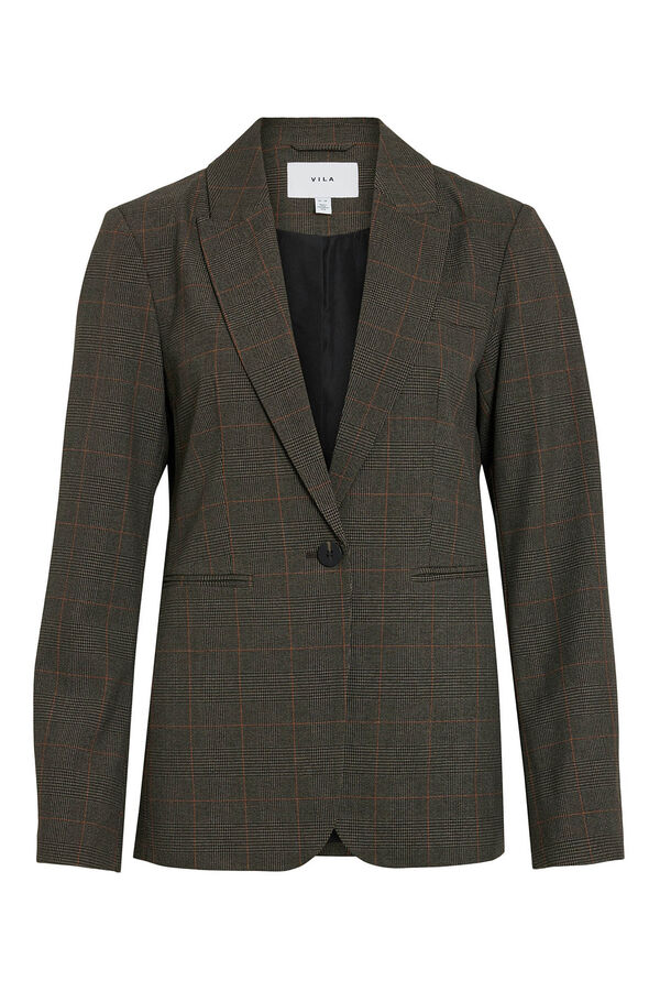 Vila Americana blazer de cuadros Marr&oacute;n