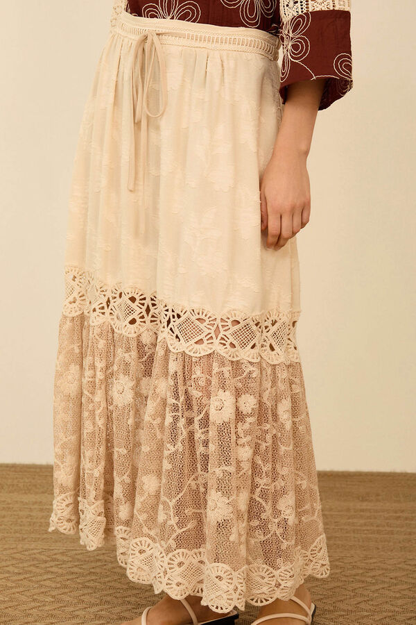 Meisie Falda midi bimateria Beige