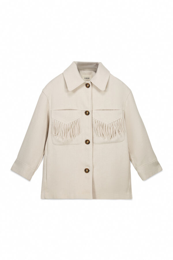 Slowlove Abrigo corto con flecos Beige