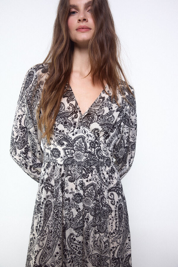 Slowlove Vestido fluido jacquard Estampado blanco