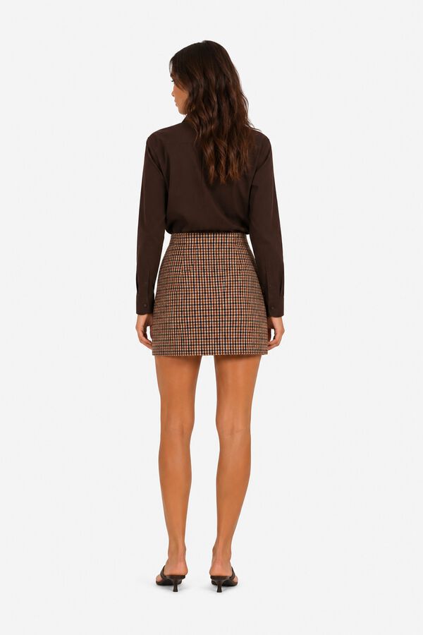 Vila Falda mini de cuadros vichy Marr&oacute;n
