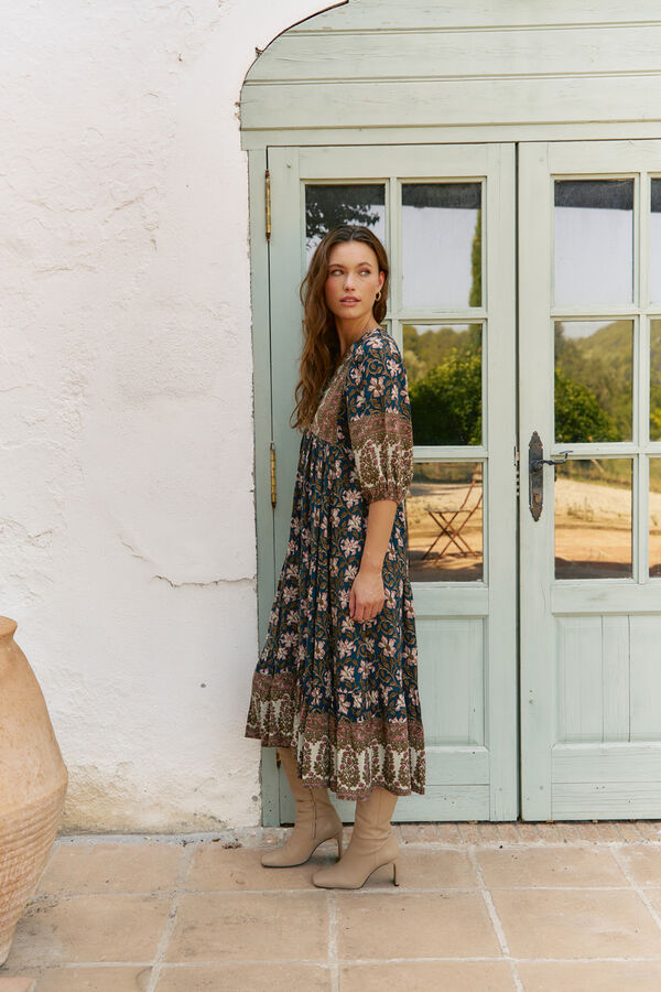 Jaase Vestido midi Eve estampado Nomade Multicolor