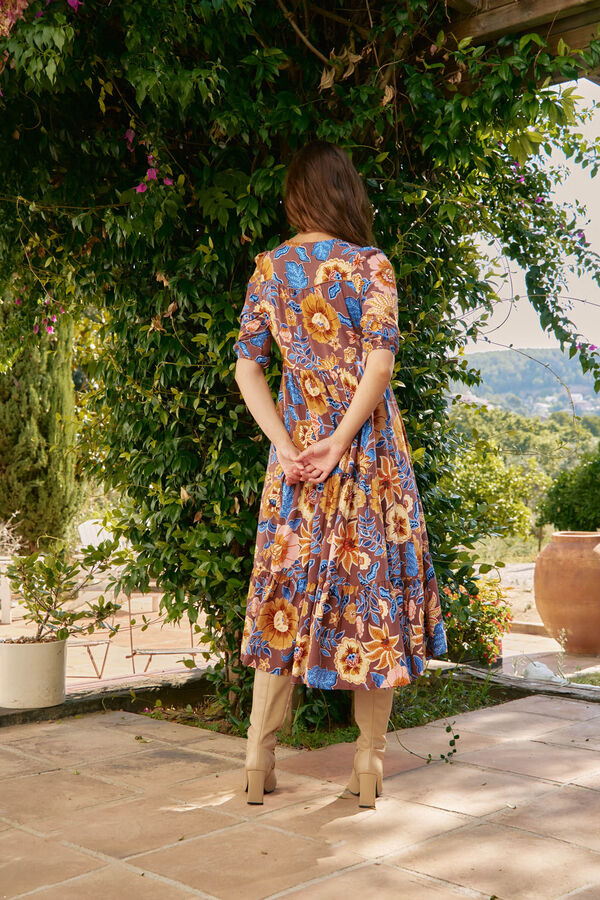 Jaase Vestido midi Eve estampado tierra Multicolor