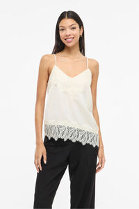 Vila Top lencero satinado con encaje