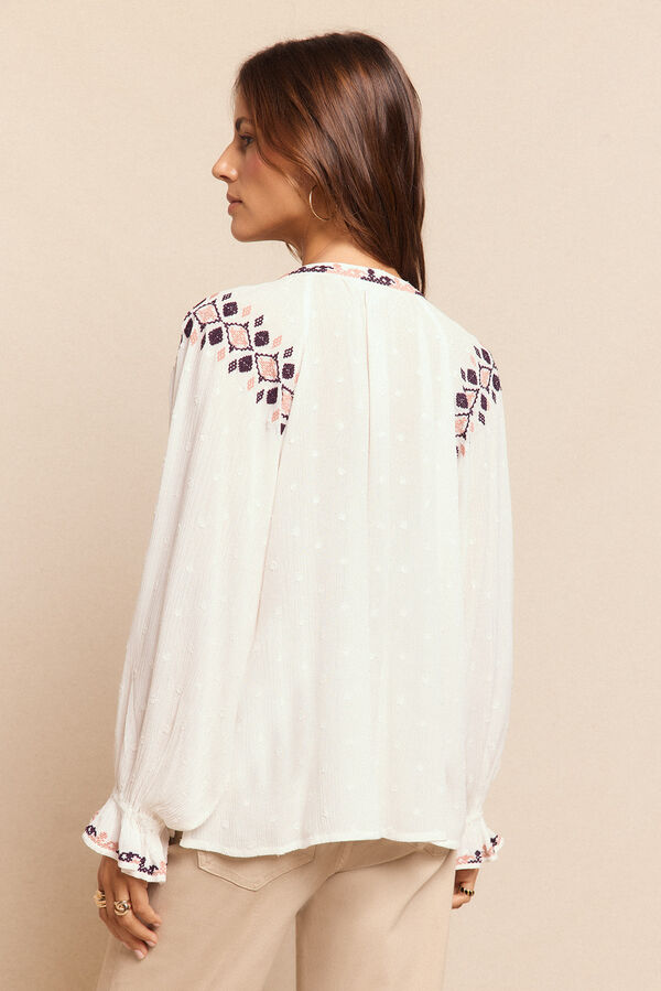 Slowlove Blusa bordada Marfil