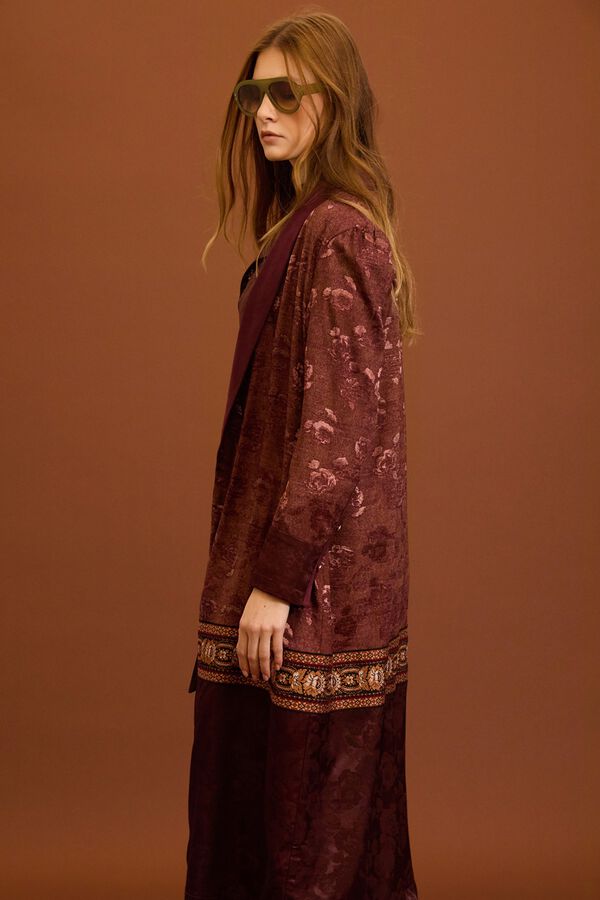 Meisie Caft&aacute;n en jacquard satinado Granate