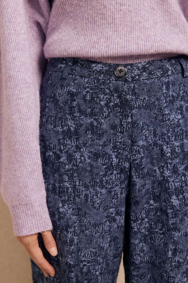 Slowlove Pantal&oacute;n de jaquard con pinzas Azul marino