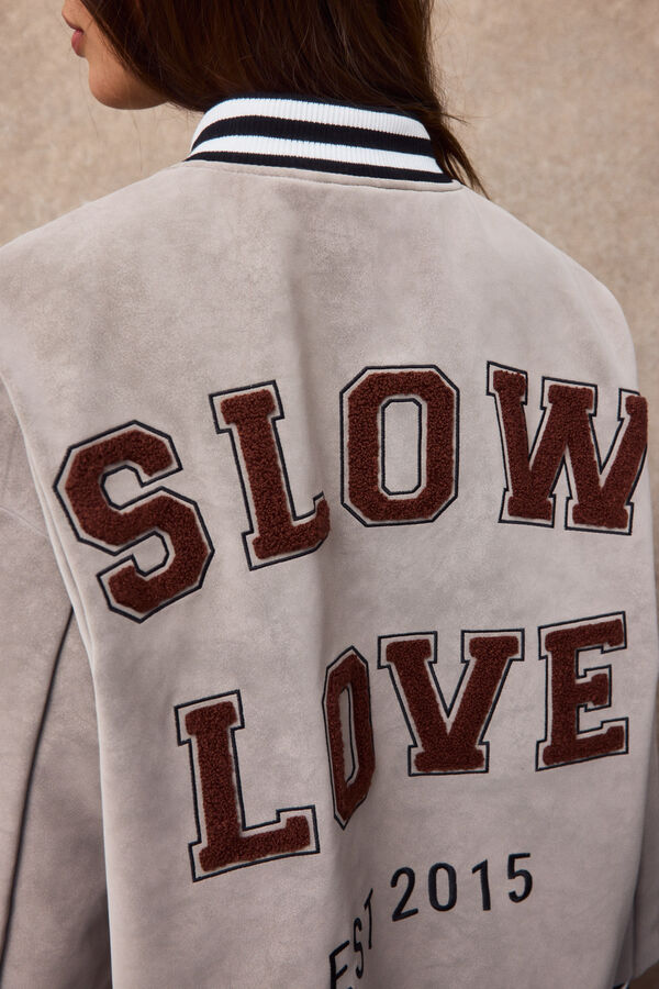 Slowlove Cazadora bomber efecto piel Marfil