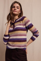 Slowlove Jersey botones rayas Lila